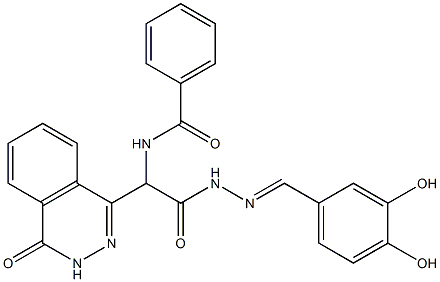 N-[2-[2-(3,4-dihydroxybenzylidene)hydrazino]-2-oxo-1-(4-oxo-3,4-dihydro-1-phthalazinyl)ethyl]benzamide Structure