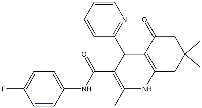 N-(4-fluorophenyl)-2,7,7-trimethyl-5-oxo-4-(2-pyridinyl)-1,4,5,6,7,8-hexahydro-3-quinolinecarboxamide 구조식 이미지