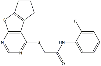 2-(6,7-dihydro-5H-cyclopenta[4,5]thieno[2,3-d]pyrimidin-4-ylsulfanyl)-N-(2-fluorophenyl)acetamide Structure