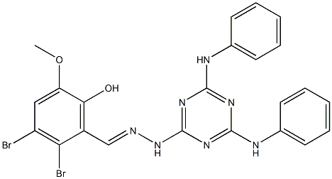 2,3-dibromo-6-hydroxy-5-methoxybenzaldehyde (4,6-dianilino-1,3,5-triazin-2-yl)hydrazone Structure