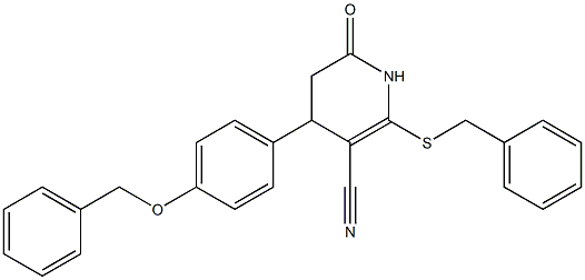 4-[4-(benzyloxy)phenyl]-2-(benzylsulfanyl)-6-oxo-1,4,5,6-tetrahydro-3-pyridinecarbonitrile 구조식 이미지