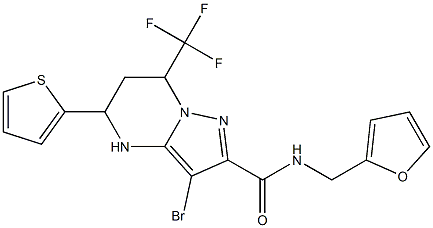 3-bromo-N-(2-furylmethyl)-5-(2-thienyl)-7-(trifluoromethyl)-4,5,6,7-tetrahydropyrazolo[1,5-a]pyrimidine-2-carboxamide 구조식 이미지
