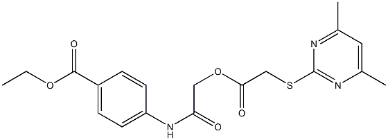 ethyl 4-{[({[(4,6-dimethyl-2-pyrimidinyl)sulfanyl]acetyl}oxy)acetyl]amino}benzoate 구조식 이미지