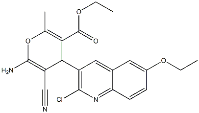 ethyl 6-amino-4-[2-chloro-6-(ethyloxy)quinolin-3-yl]-5-cyano-2-methyl-4H-pyran-3-carboxylate 구조식 이미지