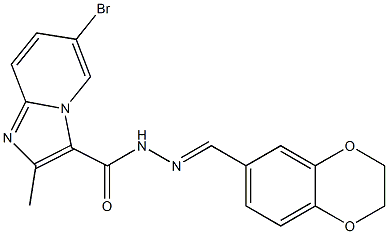 6-bromo-N'-(2,3-dihydro-1,4-benzodioxin-6-ylmethylene)-2-methylimidazo[1,2-a]pyridine-3-carbohydrazide 구조식 이미지