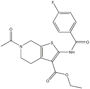 ethyl 6-acetyl-2-[(4-fluorobenzoyl)amino]-4,5,6,7-tetrahydrothieno[2,3-c]pyridine-3-carboxylate Structure