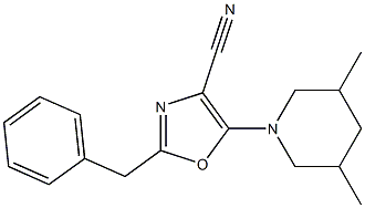 2-benzyl-5-(3,5-dimethyl-1-piperidinyl)-1,3-oxazole-4-carbonitrile Structure