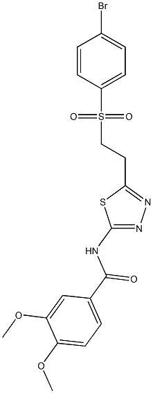 N-(5-{2-[(4-bromophenyl)sulfonyl]ethyl}-1,3,4-thiadiazol-2-yl)-3,4-dimethoxybenzamide 구조식 이미지