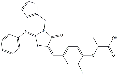 2-(4-{[3-(2-furylmethyl)-4-oxo-2-(phenylimino)-1,3-thiazolidin-5-ylidene]methyl}-2-methoxyphenoxy)propanoic acid Structure