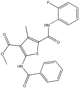 methyl 5-{[(2-fluorophenyl)amino]carbonyl}-4-methyl-2-[(phenylcarbonyl)amino]thiophene-3-carboxylate Structure