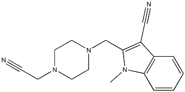 2-{[4-(cyanomethyl)-1-piperazinyl]methyl}-1-methyl-1H-indole-3-carbonitrile 구조식 이미지