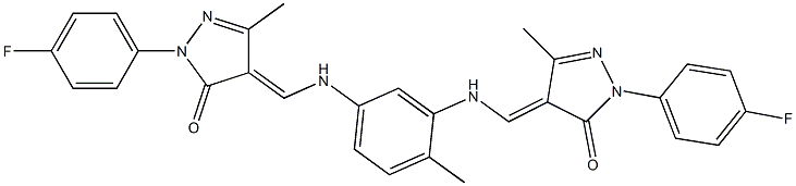 2-(4-fluorophenyl)-4-{[5-({[1-(4-fluorophenyl)-3-methyl-5-oxo-1,5-dihydro-4H-pyrazol-4-ylidene]methyl}amino)-2-methylanilino]methylene}-5-methyl-2,4-dihydro-3H-pyrazol-3-one Structure