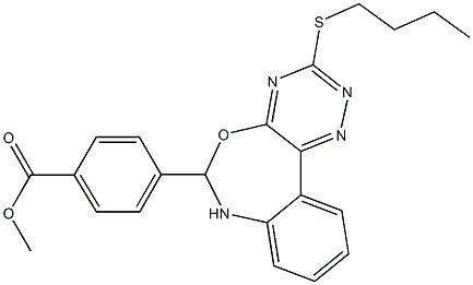 methyl 4-[3-(butylsulfanyl)-6,7-dihydro[1,2,4]triazino[5,6-d][3,1]benzoxazepin-6-yl]benzoate Structure