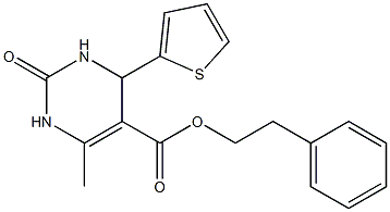 2-phenylethyl 6-methyl-2-oxo-4-(2-thienyl)-1,2,3,4-tetrahydro-5-pyrimidinecarboxylate Structure