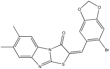 2-[(6-bromo-1,3-benzodioxol-5-yl)methylene]-6,7-dimethyl[1,3]thiazolo[3,2-a]benzimidazol-3(2H)-one Structure