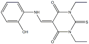 1,3-diethyl-5-[(2-hydroxyanilino)methylene]-2-thioxodihydro-4,6(1H,5H)-pyrimidinedione 구조식 이미지