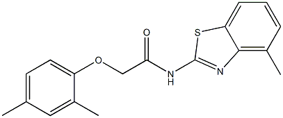 2-(2,4-dimethylphenoxy)-N-(4-methyl-1,3-benzothiazol-2-yl)acetamide Structure