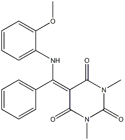 5-[(2-methoxyanilino)(phenyl)methylene]-1,3-dimethyl-2,4,6(1H,3H,5H)-pyrimidinetrione 구조식 이미지