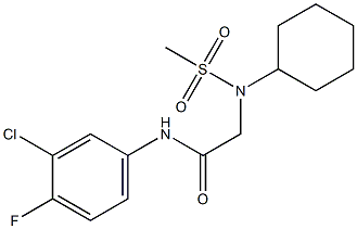 N-(3-chloro-4-fluorophenyl)-2-[cyclohexyl(methylsulfonyl)amino]acetamide 구조식 이미지