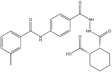 (1S,2R)-2-[(2-{4-[(3-methylbenzoyl)amino]benzoyl}hydrazino)carbonyl]cyclohexanecarboxylic acid 구조식 이미지