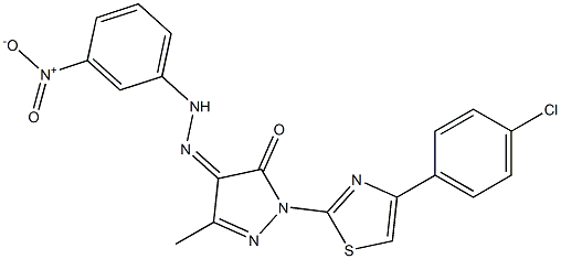 1-[4-(4-chlorophenyl)-1,3-thiazol-2-yl]-3-methyl-1H-pyrazole-4,5-dione 4-[N-(3-nitrophenyl)hydrazone] 구조식 이미지