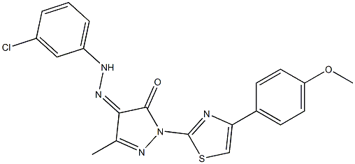 1-[4-(4-methoxyphenyl)-1,3-thiazol-2-yl]-3-methyl-1H-pyrazole-4,5-dione 4-[N-(3-chlorophenyl)hydrazone] 구조식 이미지