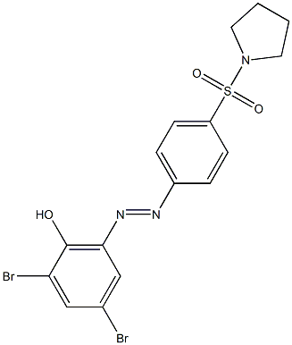 2,4-dibromo-6-{(E)-2-[4-(1-pyrrolidinylsulfonyl)phenyl]diazenyl}phenol 구조식 이미지