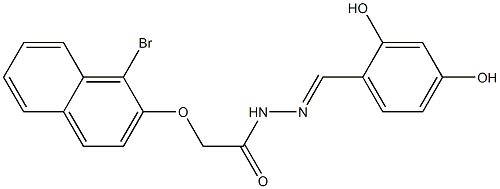 2-[(1-bromo-2-naphthyl)oxy]-N'-[(E)-(2,4-dihydroxyphenyl)methylidene]acetohydrazide Structure
