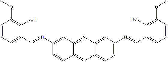 2-{[(6-{[(E)-(2-hydroxy-3-methoxyphenyl)methylidene]amino}-3-acridinyl)imino]methyl}-6-methoxyphenol 구조식 이미지