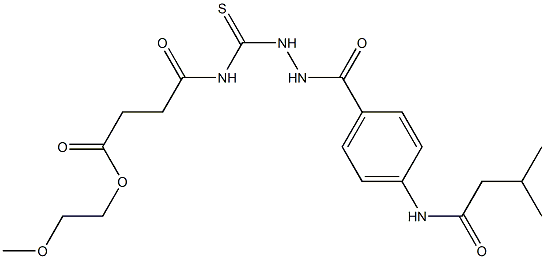 2-methoxyethyl 4-{[(2-{4-[(3-methylbutanoyl)amino]benzoyl}hydrazino)carbothioyl]amino}-4-oxobutanoate 구조식 이미지