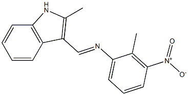 N-[(E)-(2-methyl-1H-indol-3-yl)methylidene]-N-(2-methyl-3-nitrophenyl)amine 구조식 이미지
