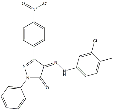 3-(4-nitrophenyl)-1-phenyl-1H-pyrazole-4,5-dione 4-[N-(3-chloro-4-methylphenyl)hydrazone] Structure