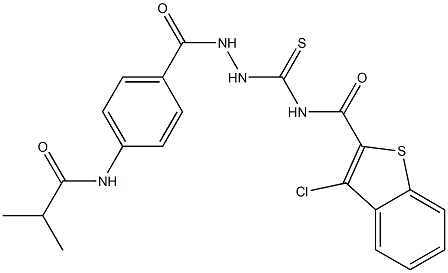 3-chloro-N-({2-[4-(isobutyrylamino)benzoyl]hydrazino}carbothioyl)-1-benzothiophene-2-carboxamide 구조식 이미지