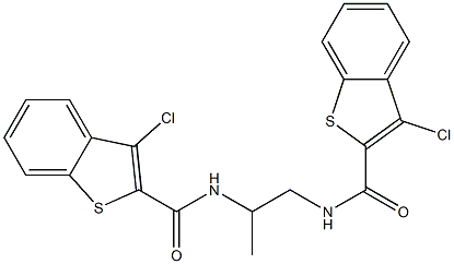 3-chloro-N-(2-{[(3-chloro-1-benzothiophen-2-yl)carbonyl]amino}-1-methylethyl)-1-benzothiophene-2-carboxamide Structure