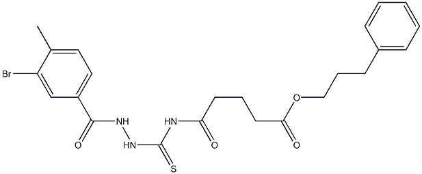 3-phenylpropyl 5-({[2-(3-bromo-4-methylbenzoyl)hydrazino]carbothioyl}amino)-5-oxopentanoate Structure