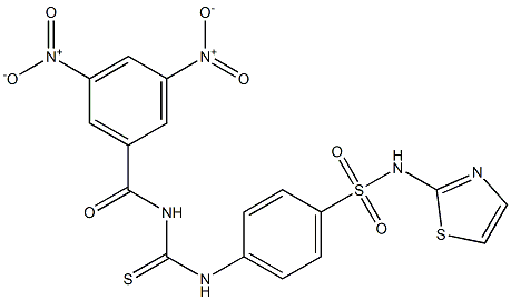 4-({[(3,5-dinitrobenzoyl)amino]carbothioyl}amino)-N-(1,3-thiazol-2-yl)benzenesulfonamide 구조식 이미지