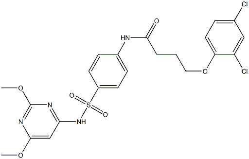 4-(2,4-dichlorophenoxy)-N-(4-{[(2,6-dimethoxy-4-pyrimidinyl)amino]sulfonyl}phenyl)butanamide Structure