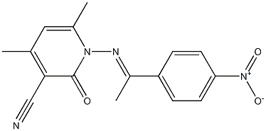 4,6-dimethyl-1-{[(E)-1-(4-nitrophenyl)ethylidene]amino}-2-oxo-1,2-dihydro-3-pyridinecarbonitrile Structure