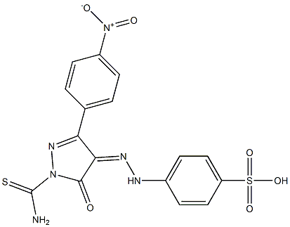 4-{2-[1-(aminocarbothioyl)-3-(4-nitrophenyl)-5-oxo-1,5-dihydro-4H-pyrazol-4-ylidene]hydrazino}benzenesulfonic acid 구조식 이미지