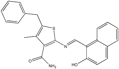 5-benzyl-2-{[(E)-(2-hydroxy-1-naphthyl)methylidene]amino}-4-methyl-3-thiophenecarboxamide Structure