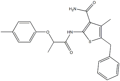 5-benzyl-4-methyl-2-{[2-(4-methylphenoxy)propanoyl]amino}-3-thiophenecarboxamide Structure