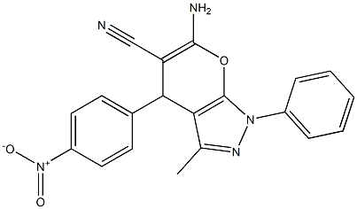 6-amino-3-methyl-4-(4-nitrophenyl)-1-phenyl-1,4-dihydropyrano[2,3-c]pyrazole-5-carbonitrile Structure