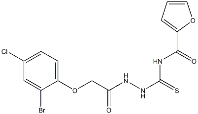 N-({2-[2-(2-bromo-4-chlorophenoxy)acetyl]hydrazino}carbothioyl)-2-furamide 구조식 이미지