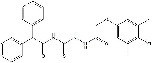 N-({2-[2-(4-chloro-3,5-dimethylphenoxy)acetyl]hydrazino}carbothioyl)-2,2-diphenylacetamide Structure