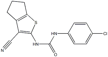 N-(4-chlorophenyl)-N'-(3-cyano-5,6-dihydro-4H-cyclopenta[b]thiophen-2-yl)urea 구조식 이미지