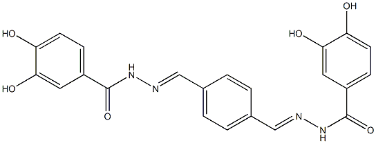 N'-[(E)-(4-{[(E)-2-(3,4-dihydroxybenzoyl)hydrazono]methyl}phenyl)methylidene]-3,4-dihydroxybenzohydrazide 구조식 이미지