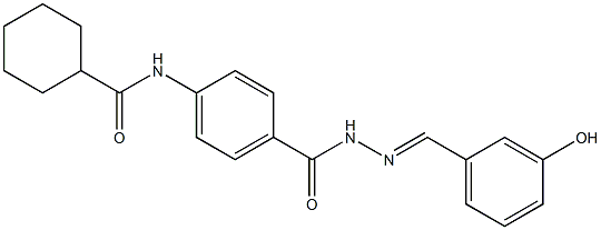 N-[4-({2-[(E)-(3-hydroxyphenyl)methylidene]hydrazino}carbonyl)phenyl]cyclohexanecarboxamide 구조식 이미지