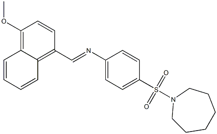 4-(1-azepanylsulfonyl)-N-[(E)-(4-methoxy-1-naphthyl)methylidene]aniline Structure