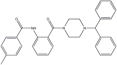 N-{2-[(4-benzhydryl-1-piperazinyl)carbonyl]phenyl}-4-methylbenzamide 구조식 이미지