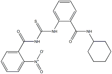 N-cyclohexyl-2-({[(2-nitrobenzoyl)amino]carbothioyl}amino)benzamide Structure